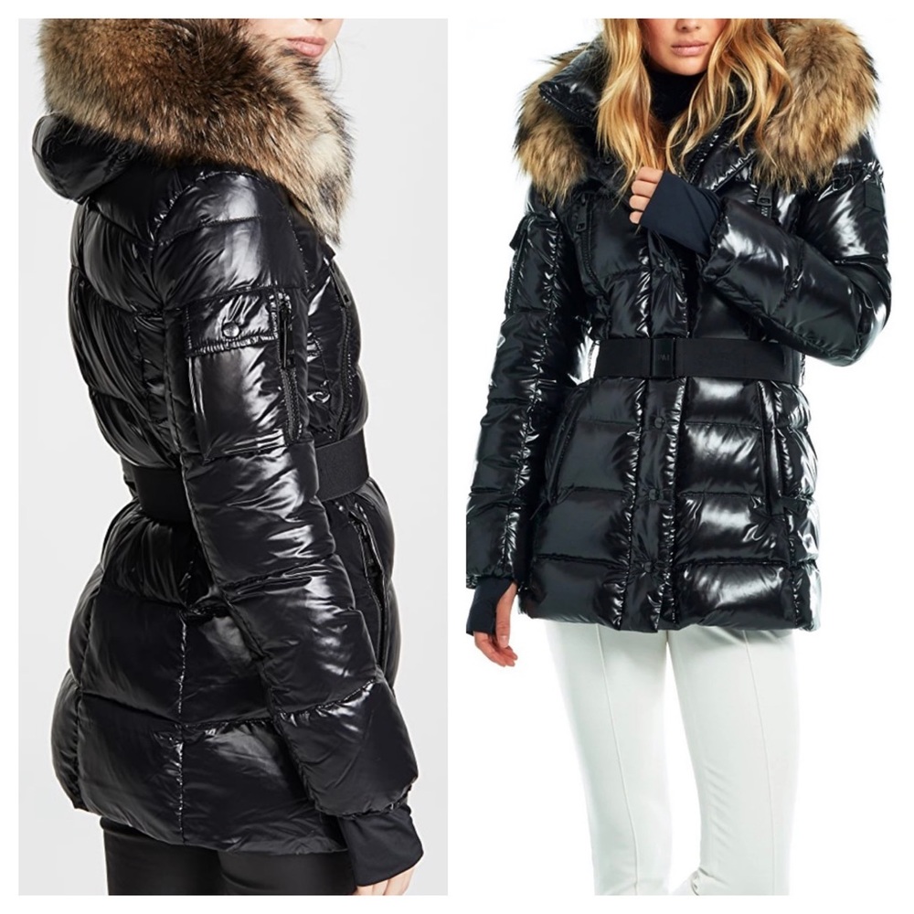 $700 SAM millennium fur trim goose down puffer jacket large